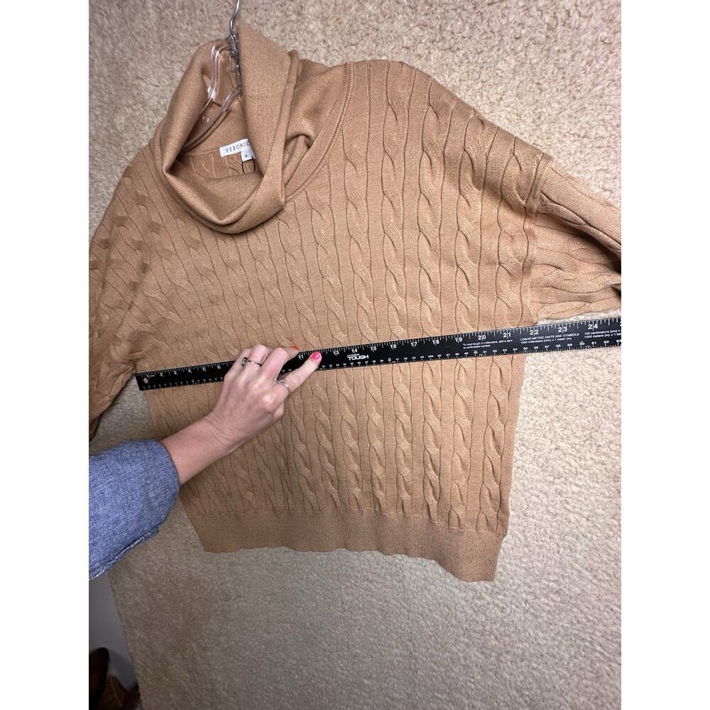 NWT Veronica Beard Lova Pullover Cable Knit Turtleneck Sweater Camel Women Sz XL - Picture 11 of 16